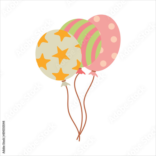 Balloons of different colors. Decoration for a holiday or fair. Vector illustration isolated on white background.