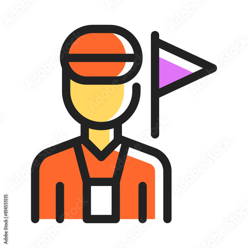 Tour Guide travel icon vector in colored outline style