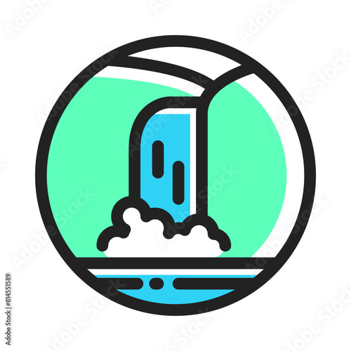 Waterfall icon vector in colored ouline style