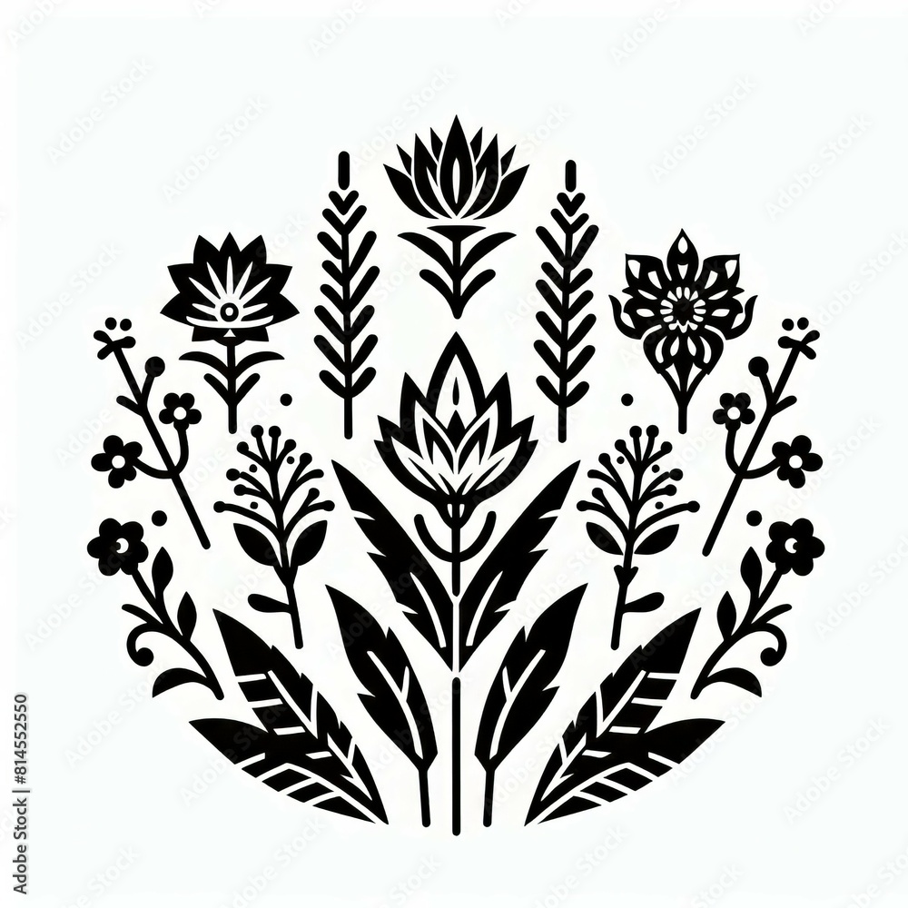 black and white flower leaf black and white flower leaf
