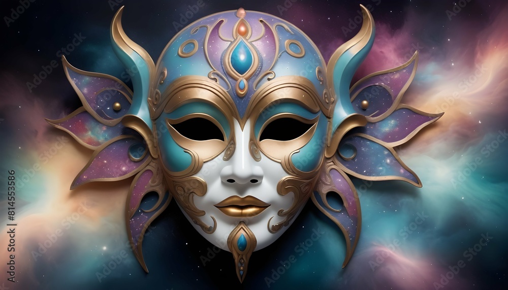 A mystical mask with cosmic patterns and ethereal upscaled_15