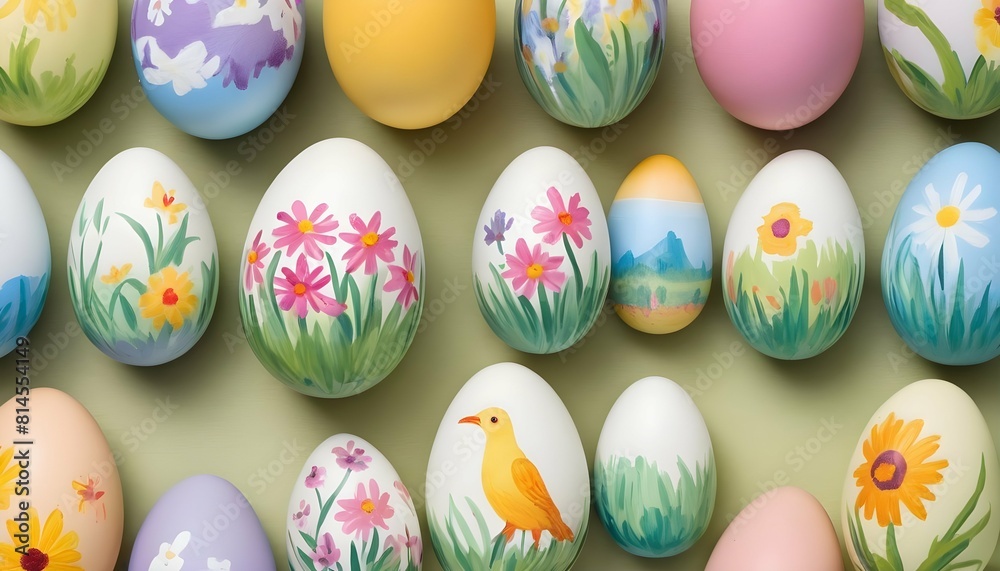 Create an image of easter eggs painted with scenes upscaled_2