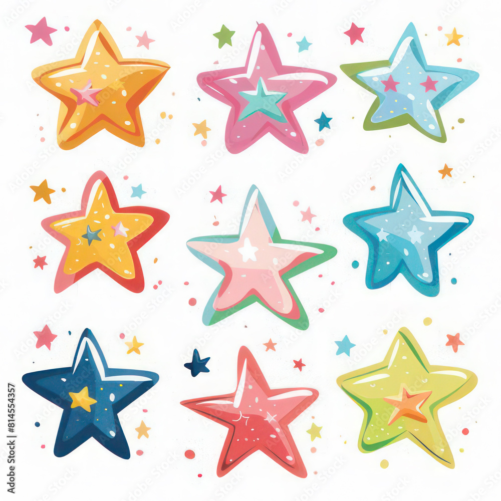 Obraz premium Creative arts meets symmetry with handdrawn aqua stars on a white background