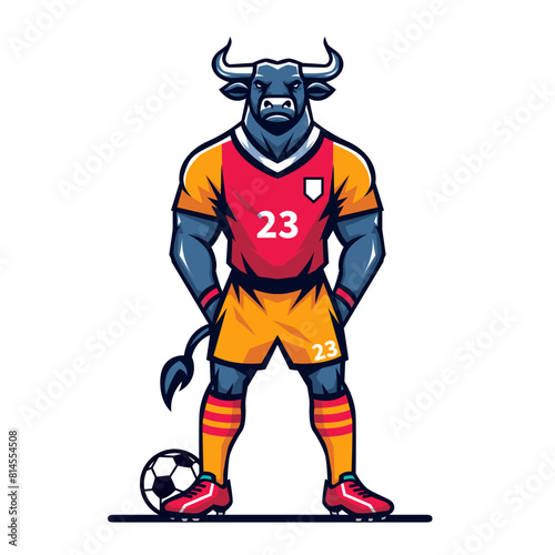 Bull soccer player wearing sport uniform.