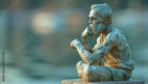 Evocative statue of a thinker, symbolizing deep contemplation, captured in the serene light of dusk to celebrate World Philosophy Day, inspiring reflection and wisdom