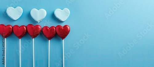 A vibrant blue background w...