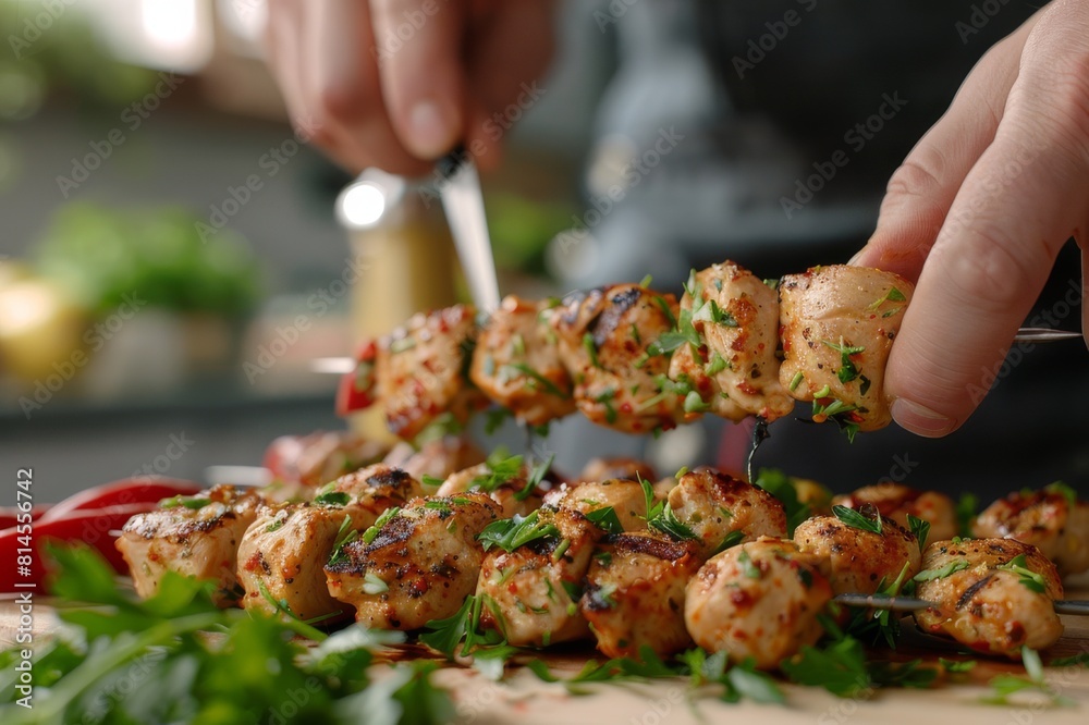 Delicious Chicken Kebab with Fresh Vegetables Delicious Chicken Kebab with Fresh Vegetables