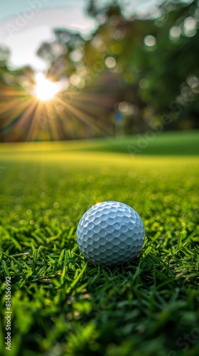 Golf Ball Resting on Lush Green Field