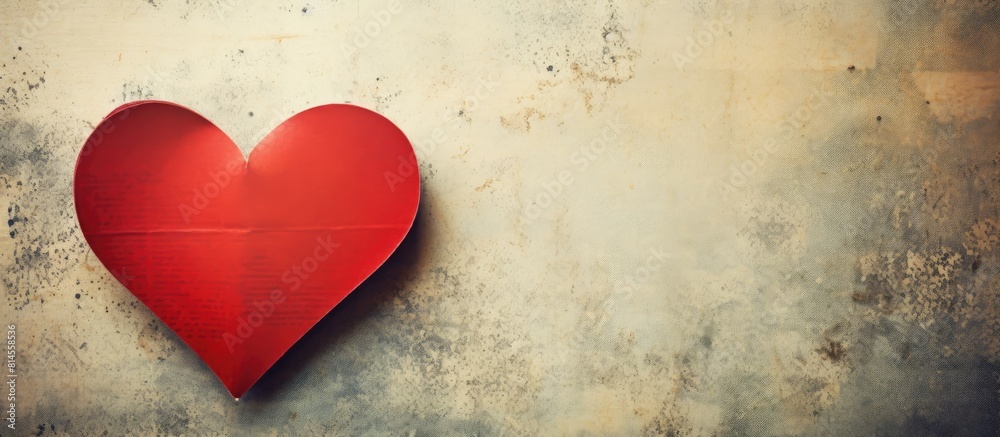 A copy space image of a heart for Valentine s Day placed on a vintage paper background A copy space image of a heart for Valentine s Day placed on a vintage paper background