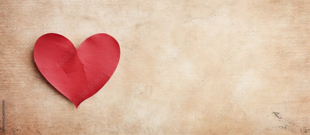 Fototapeta premium A copy space image of a heart for Valentine s Day placed on a vintage paper background