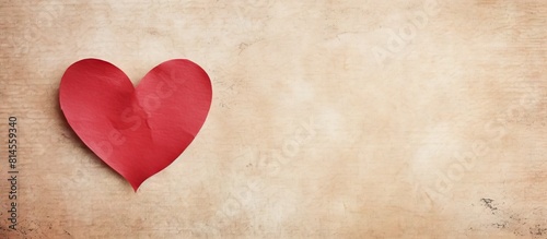 A copy space image of a heart for Valentine s Day placed on a vintage paper background