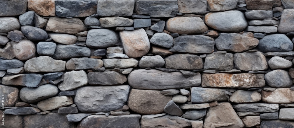 A background of a wall made of stones with a textured appearance suitable for including copy space in an image A background of a wall made of stones with a textured appearance suitable for including copy space in an image