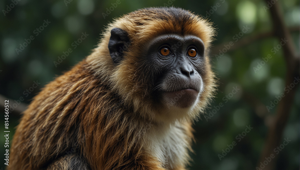 Pitheciidae monkey in jungle 