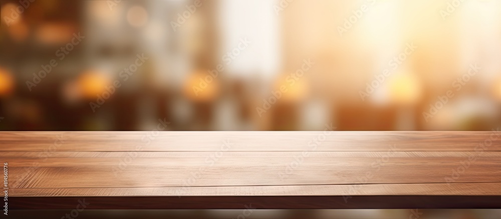A copy space image of the table top with the blurred background of the interior A copy space image of the table top with the blurred background of the interior
