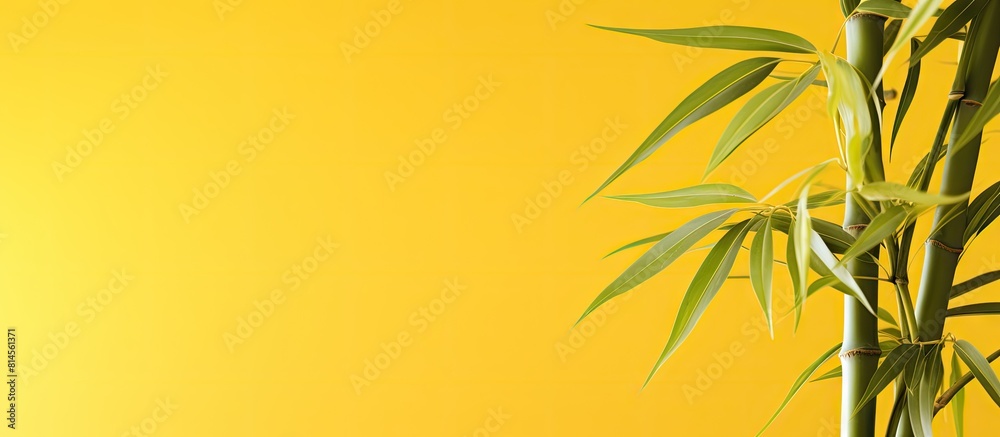 Obraz premium A standalone bamboo plant on a yellow background with ample copy space