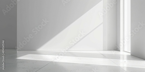 White empty room with white walls and floor