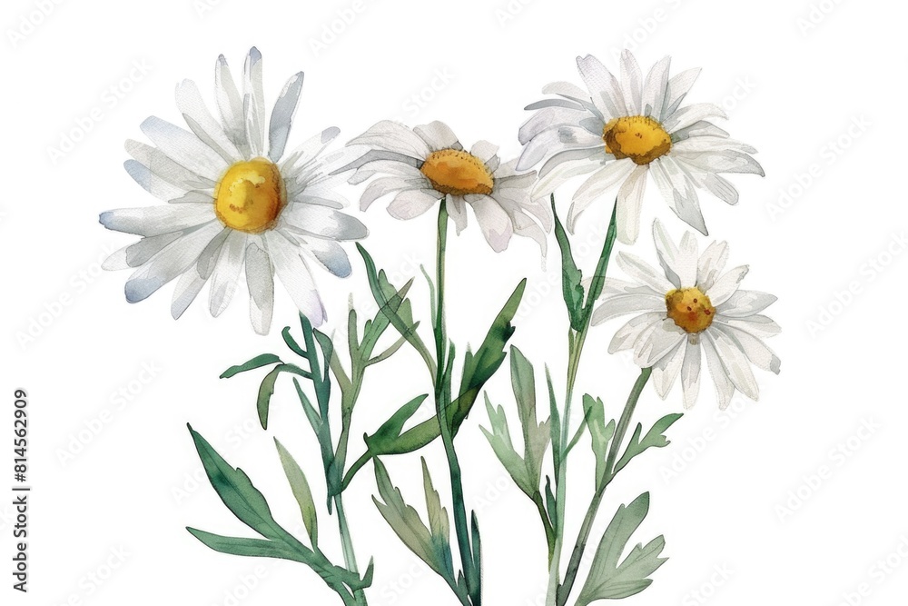 Three daisies on a white background, suitable for floral designs Three daisies on a white background, suitable for floral designs
