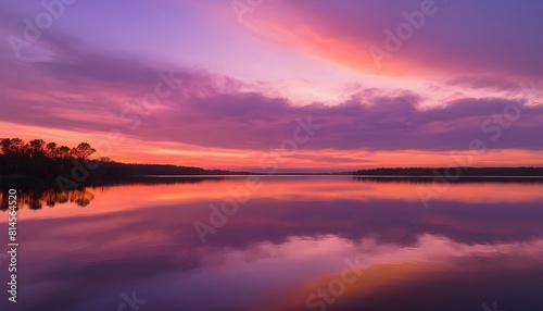 A vibrant sunset reflected in the calm waters of a upscaled_7