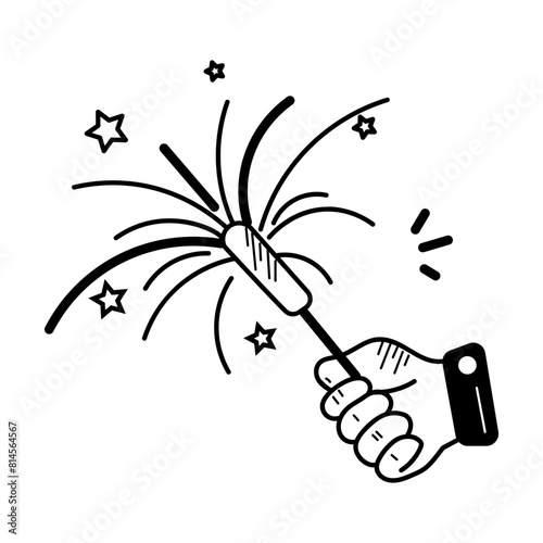 Ready to use doodle icon of party sparkler 