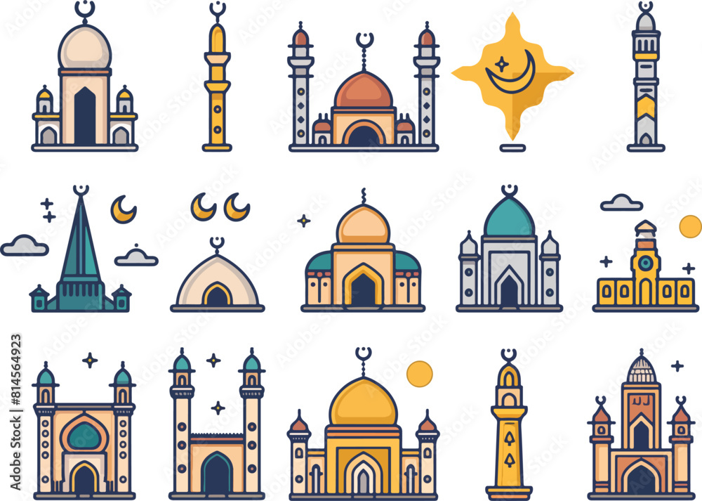 vector icon set for eid mubarak