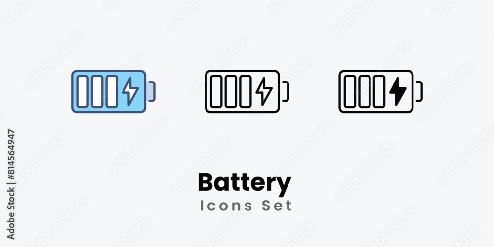 Battery Icons thin line and glyph vector icon stock illustration Battery Icons thin line and glyph vector icon stock illustration