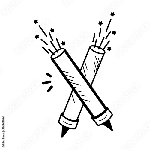 A hand drawn icon of firework candles 