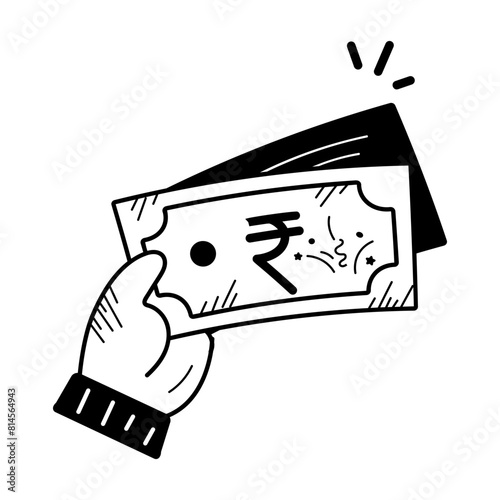 Get this doodle icon of indian money 