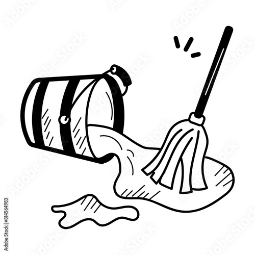 Trendy doodle icon of floor cleaning  