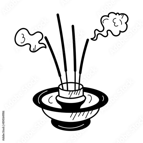 A doodle style icon of incense sticks 