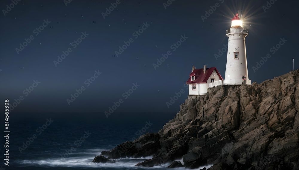 A lighthouse standing tall on a rocky promontory upscaled_5