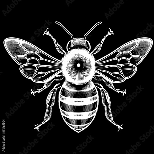 Abeille, dessin vectoriel, gravure