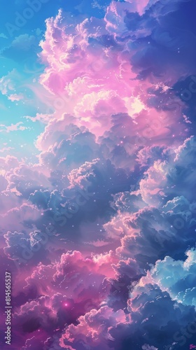 Vibrant Pink and Blue Clouds Filling the Sky