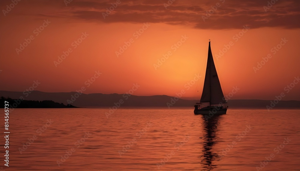 A solitary sailboat silhouetted against the fiery upscaled_3