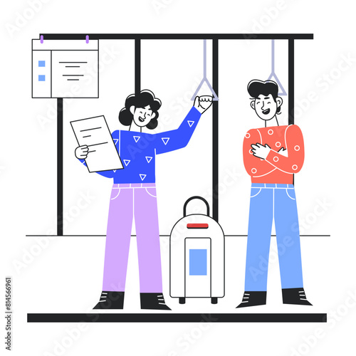 Download line illustration of subway platform 