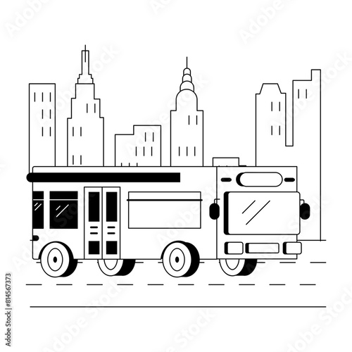 Premium linear style illustration of a city bus 