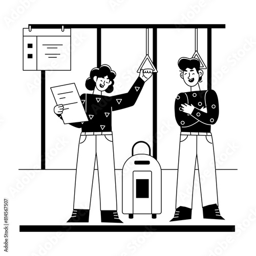 Download line illustration of subway platform 