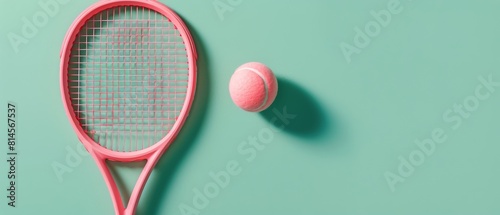 Tennis Racket and Ball on Green Surface
