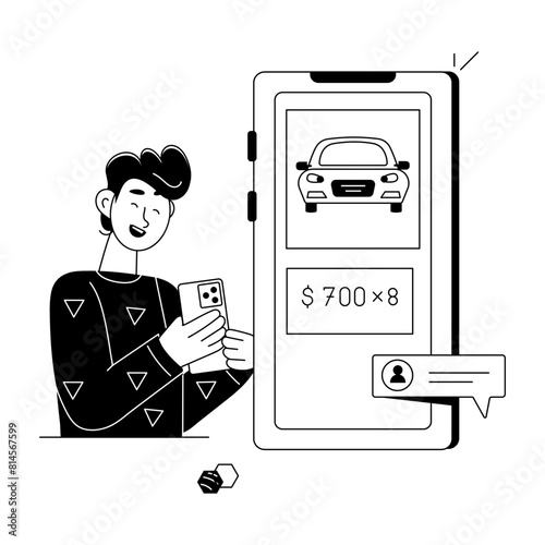 Download linear illustration of taxi payment 