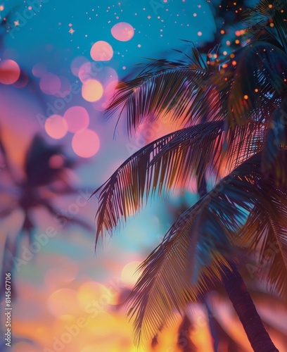 Palm Tree With Blurry Lights