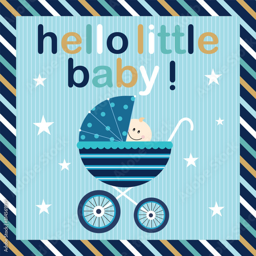 Baby shower card design with baby stroller