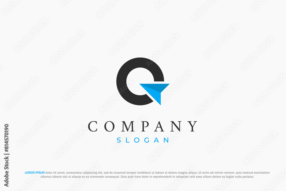 letter q message minimal logo