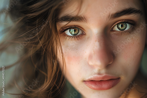 Portrait of a beautiful brunette girl with hazel eyes