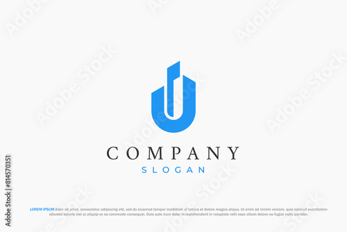 letter u and building minimal logo