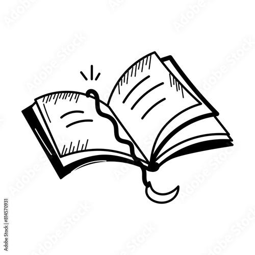 Get this hand drawn icon of an open book 