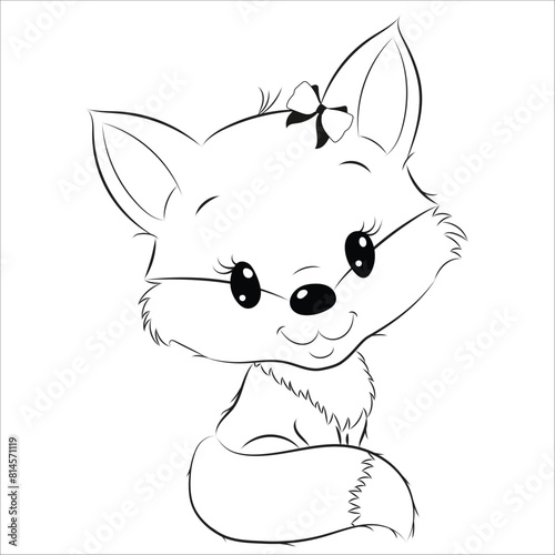 fox coloring page for kids vector