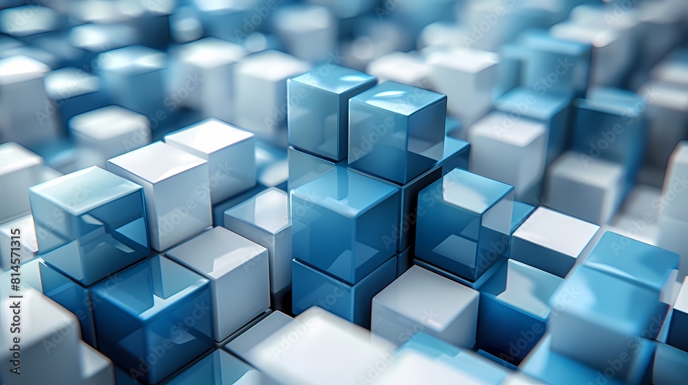 Digital technology blue and white cube poster background Digital technology blue and white cube poster background