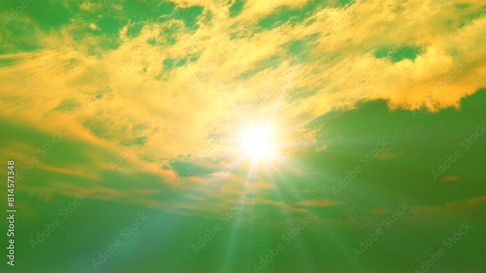 sunrise with clouds, light rays and other atmospheric effect, illustration