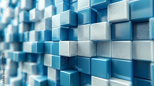 Digital technology blue and white cube poster background