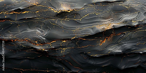 Black marble texture with golden veins photo