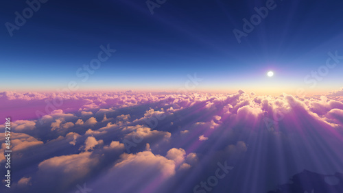 above clouds fly sunset sun ray illustration © aleksandar nakovski
